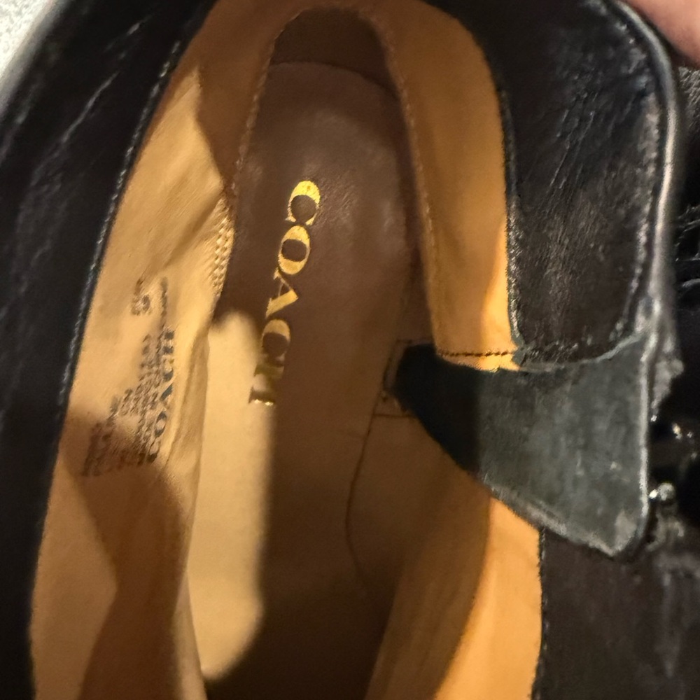 Coach Pauline Black Leather Ankle Boots with Low Heel, Size 8B - Picture 9 of 13